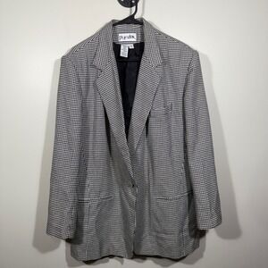 Paradox Houndstooth‎ Blazer Jacket Women's Size 16 Black White Oversized 90s